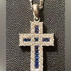 SOLD ✅SOLD SOLD 14K WHITE GOLD ITALY WITH 1.5 CT NATURAL DIAMOND  Blue sapphire